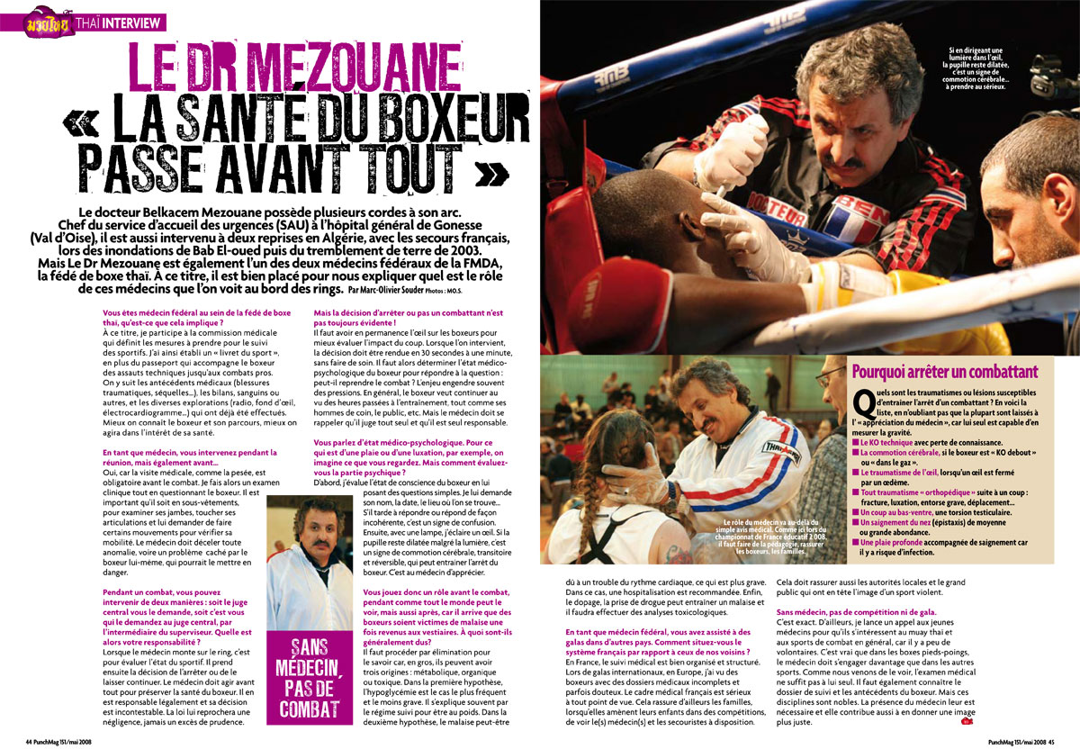 Punch Mag 151, Mai 2008, Muay Thaï, Interview Docteur Belkacem Mezouane