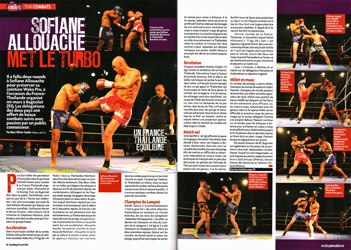 Punch Mag 171 Avril 2010, Muay Thaï, K1 Rules, Sofiane Allouache, Mehdi Zatout, Saketdao Petchpayathai