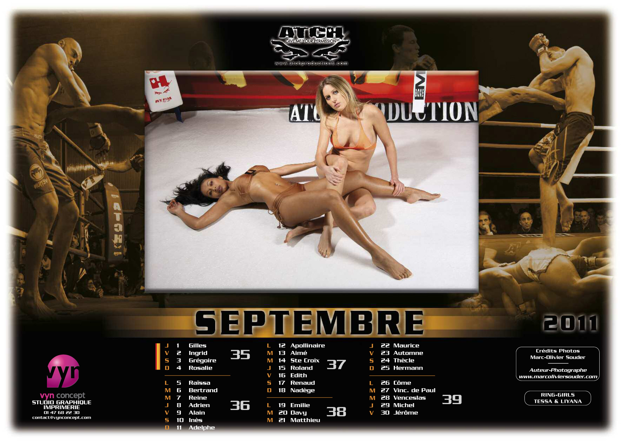 Atch Productions, 100 pour 100 fight, calendrier 2011, Liyana Apsara, Tessa
