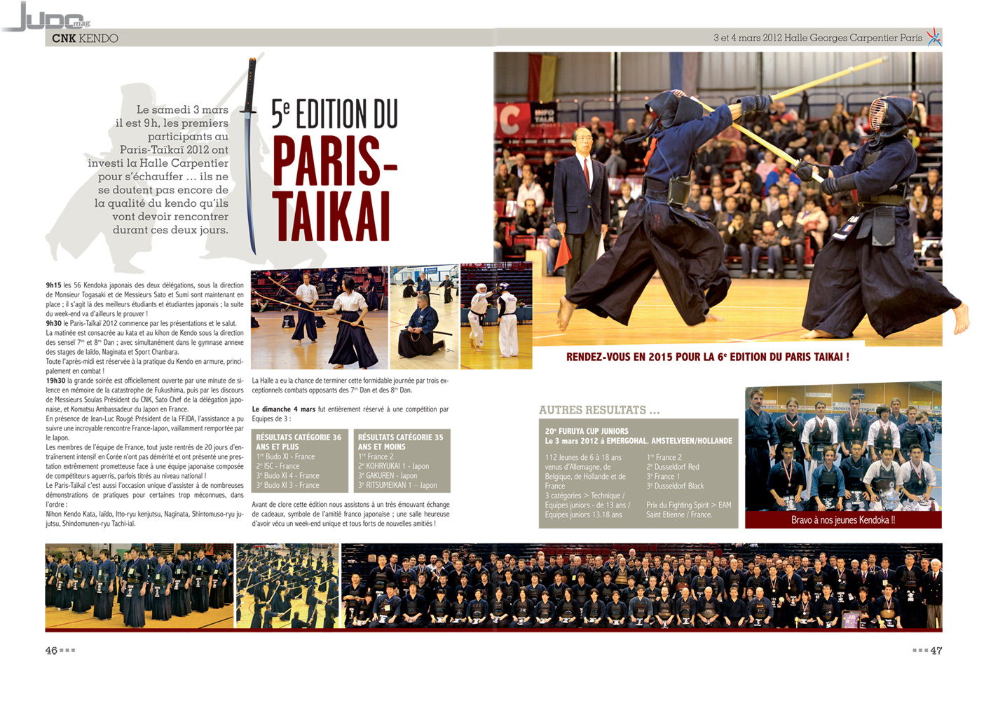 Judo Magazine, numero 279, Mars 2012, Paris Taïkaï, CNK, Comité National de kendo